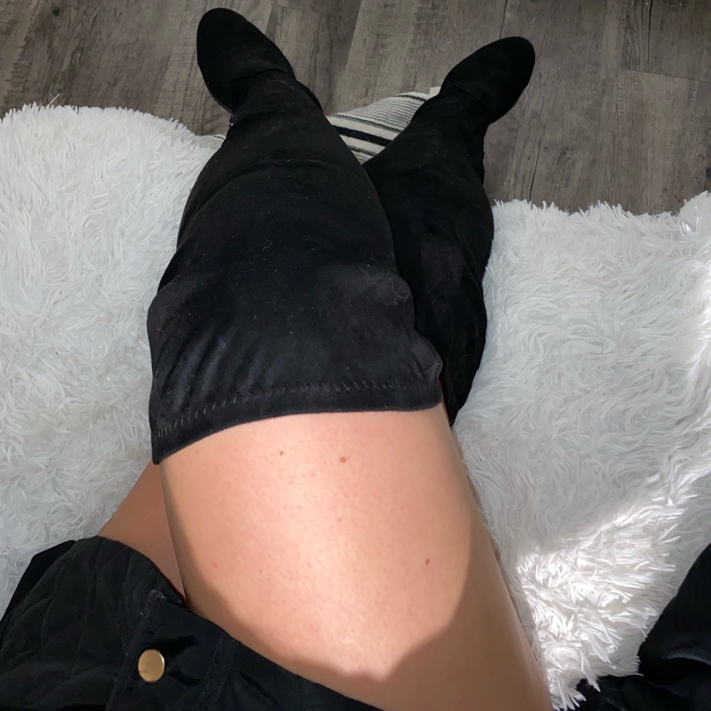 black over the knee suede boots